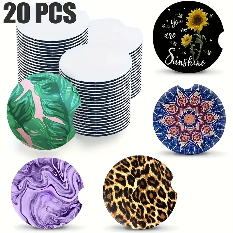 Coaster Sublimation Blank - 20pcs Sublimated Blank Car Coasters, 2.75in