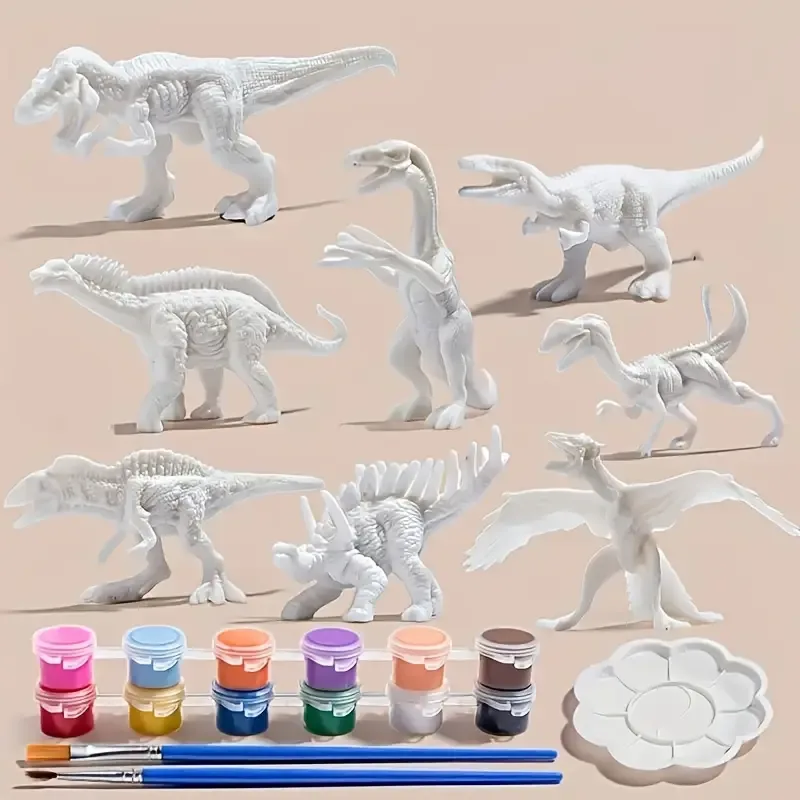 Puzzle Blank White - 6pcs/8pcs, DIY Coloring Dinosaur Toys, Graffiti