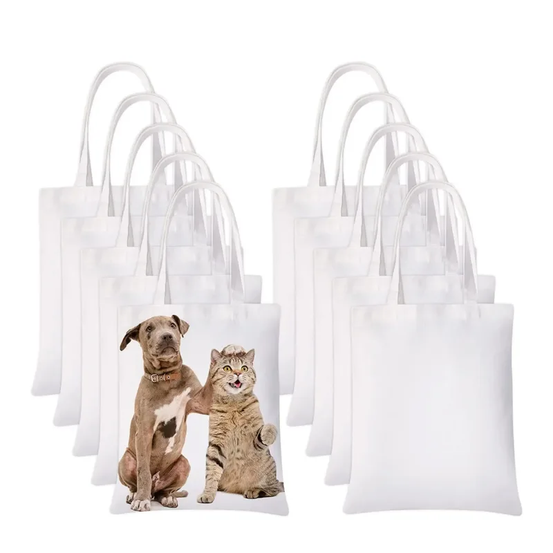 Tote Bag Sublimation - 6pcs White Canvas Tote Bags, Sublimaiton