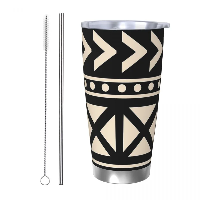 Tumbler 20Oz White - African Mud Cloth Black And White