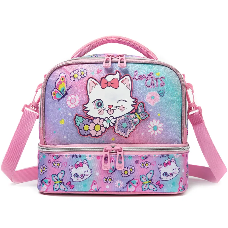 Tote Bag Sublimation - Cute Cat Print Glitter Double Layer