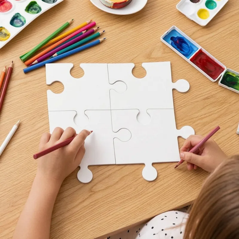 Puzzle Blank White - 24 Pieces Blank Cardboard Puzzle Customizable