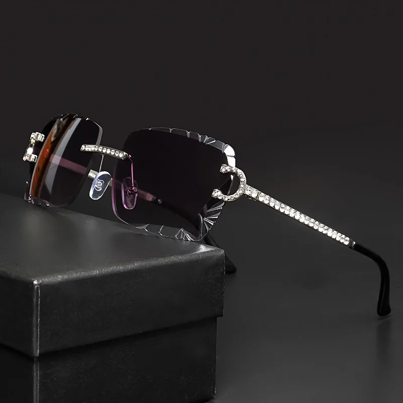 Metal Photo Panel - Fashion Rimless Square Sunglasses Vintage Diamond