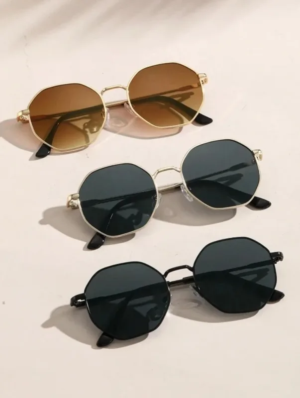 Metal Photo Panel - 1/3 Pcs Metal Geometric-Round Frame Sunglasses