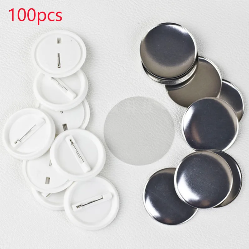 Button Badge Blank - 100Pcs/set Plastic Blank Badge Pin Button