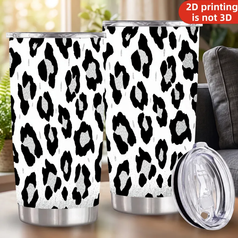 20oz Black Silver Glitter Leop - огляд і ціна Tumbler 20Oz White