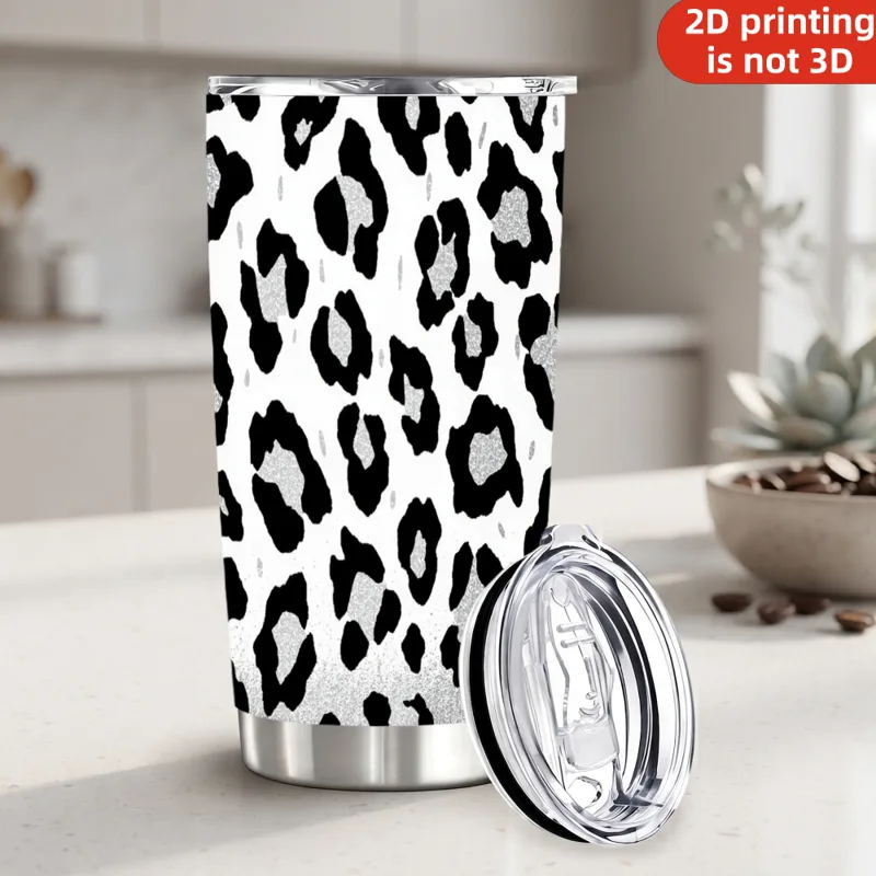 20oz Black Silver Glitter Leop - огляд і ціна Tumbler 20Oz White