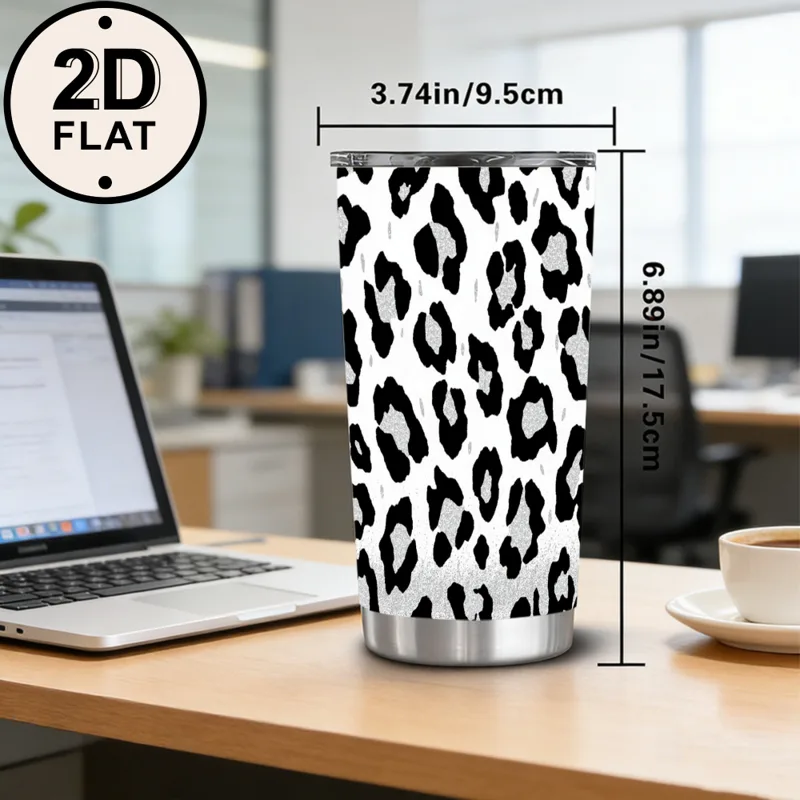 20oz Black Silver Glitter Leop - огляд і ціна Tumbler 20Oz White