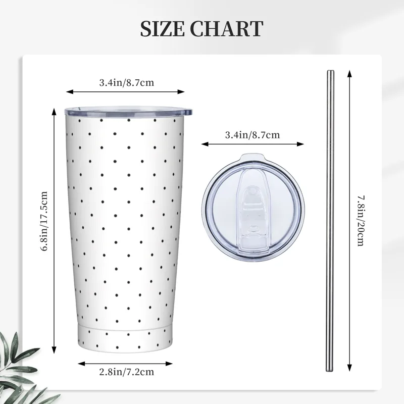 Black & White Polka Dot Patter - огляд і ціна Tumbler 20Oz White