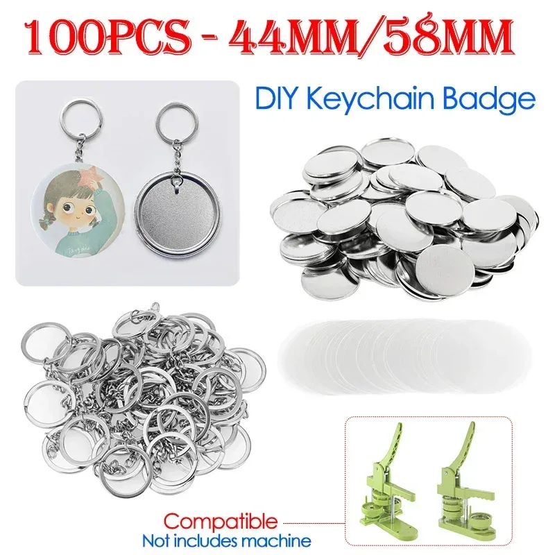 100PCS 44mm 58mm Keychains Bad - огляд і ціна Button Badge Blank