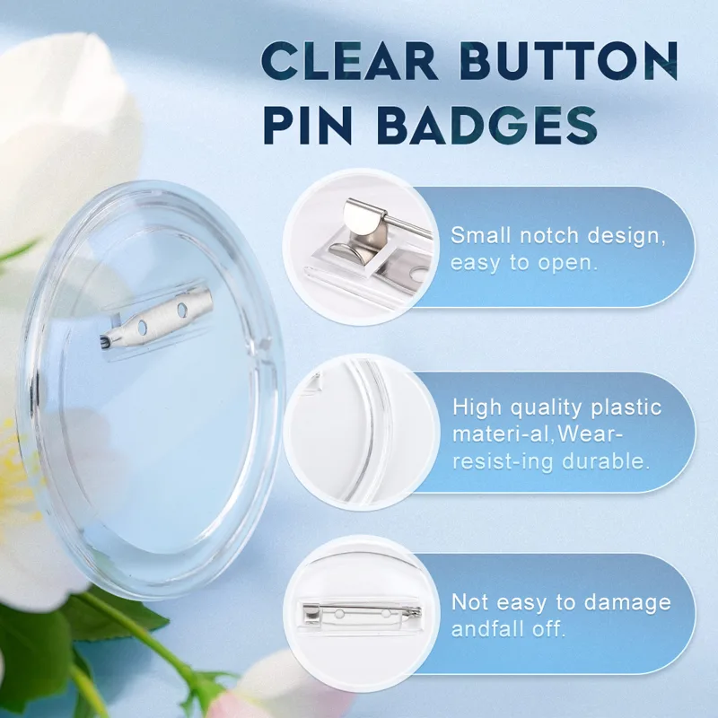 5pcs 26-75mm Transparent Acryl - огляд і ціна Button Badge Blank