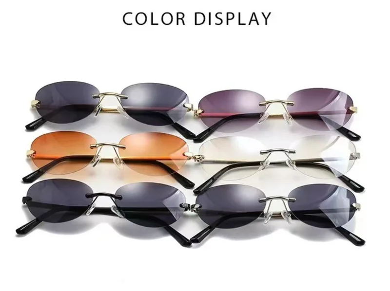 Rimless Oval Sunglasses Women  - огляд і ціна Metal Photo Panel