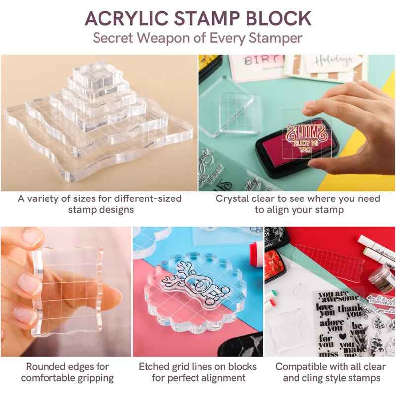 3pcs Clear Acrylic Stamp Block - огляд і ціна Photo Acrylic Block