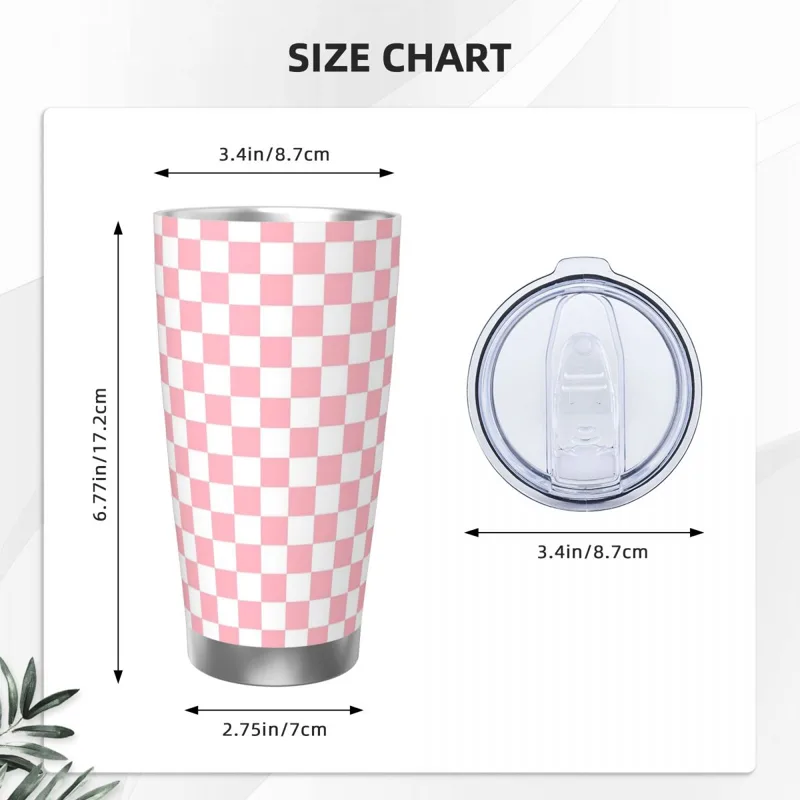 Pink White Checkerboard Patter - огляд і ціна Tumbler 20Oz White