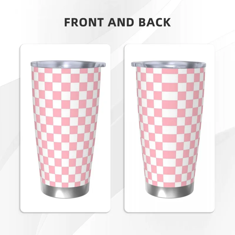 Pink White Checkerboard Patter - огляд і ціна Tumbler 20Oz White