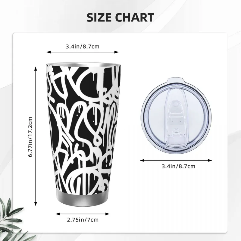 Black And White Graffiti Stain - огляд і ціна Tumbler 20Oz White