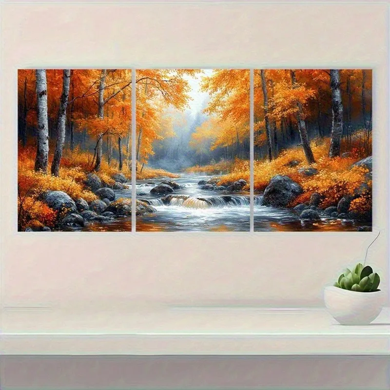 2D Flat, 3pcs Set Vibrant Autu - огляд і ціна Canvas Wrap Ready
