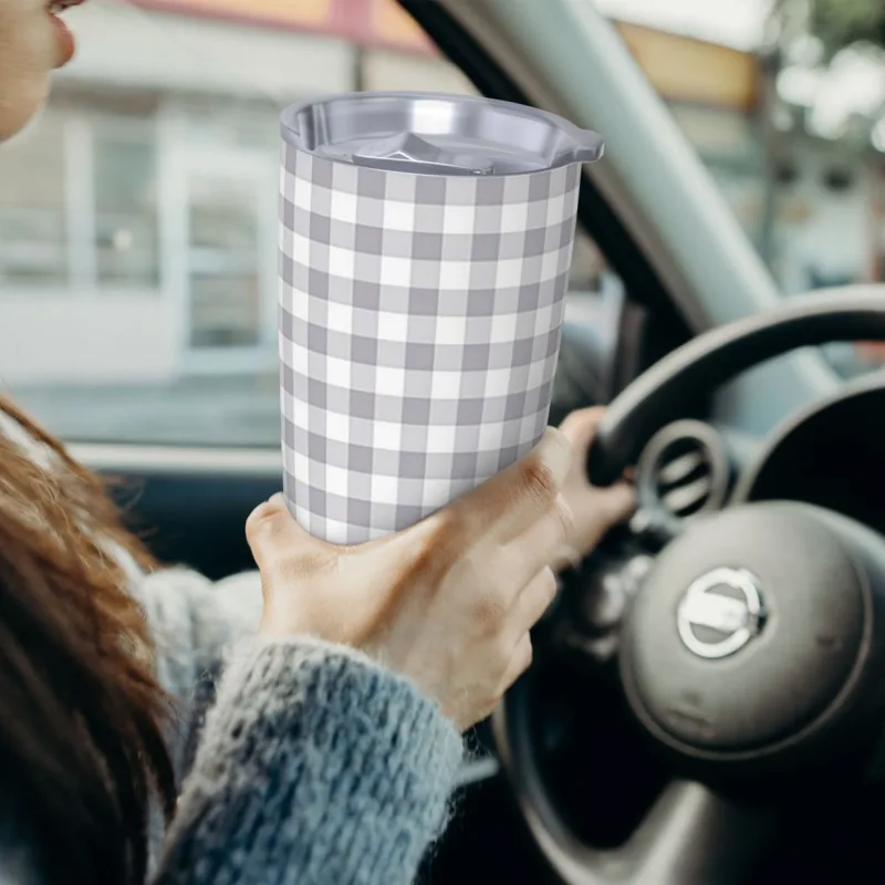 Gray And White Gingham Stainle - огляд і ціна Tumbler 20Oz White