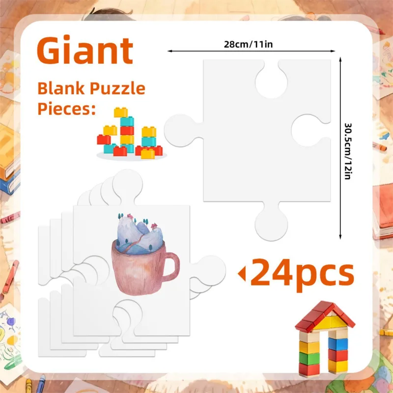 24Pcs White Cardboard Blank Ji - огляд і ціна Puzzle Blank White