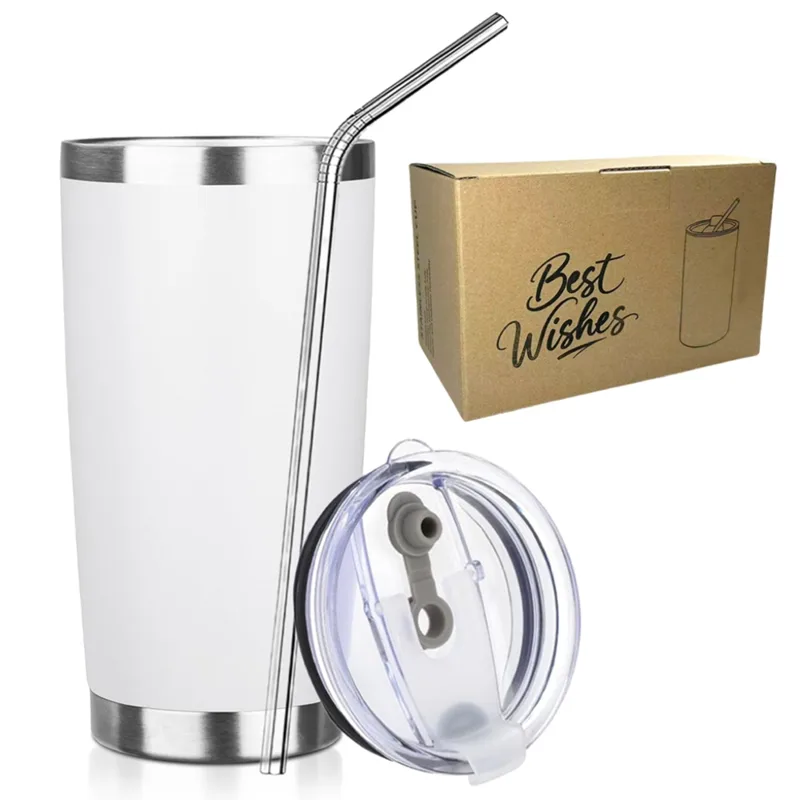 20oz Tumbler Mug with Lid and  - огляд і ціна Tumbler 20Oz White
