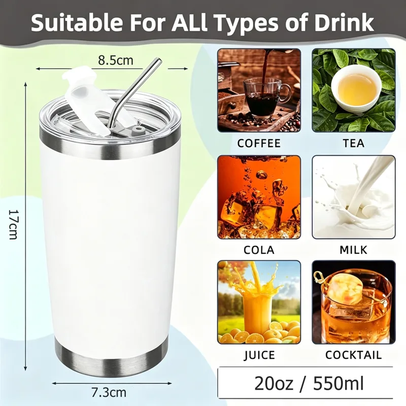 20oz Tumbler Mug with Lid and  - огляд і ціна Tumbler 20Oz White